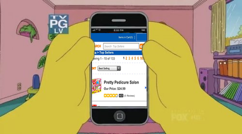 Homer Simpson using iPhone on site with small touch targets